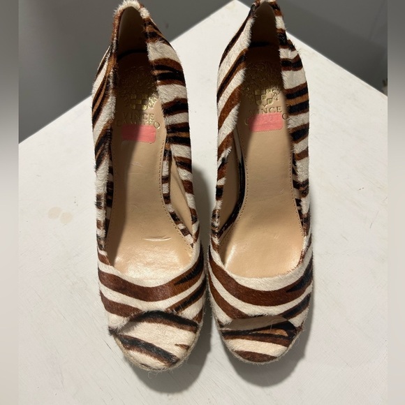 {Vince Camuto} Zebra Stripe Calf Hair Wedges - Picture 1 of 4